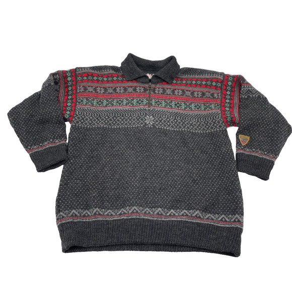 Dale Of Norway Windstopper Quarter Zip Wool Sweater‎ Mens Medium Gray - Picture 1 of 8